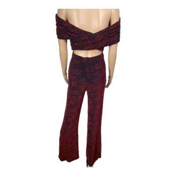 House Of Harlow X Revolve Lynette Jumpsuit Garnet Red Black Floral Size Small - Picture 5 of 8
